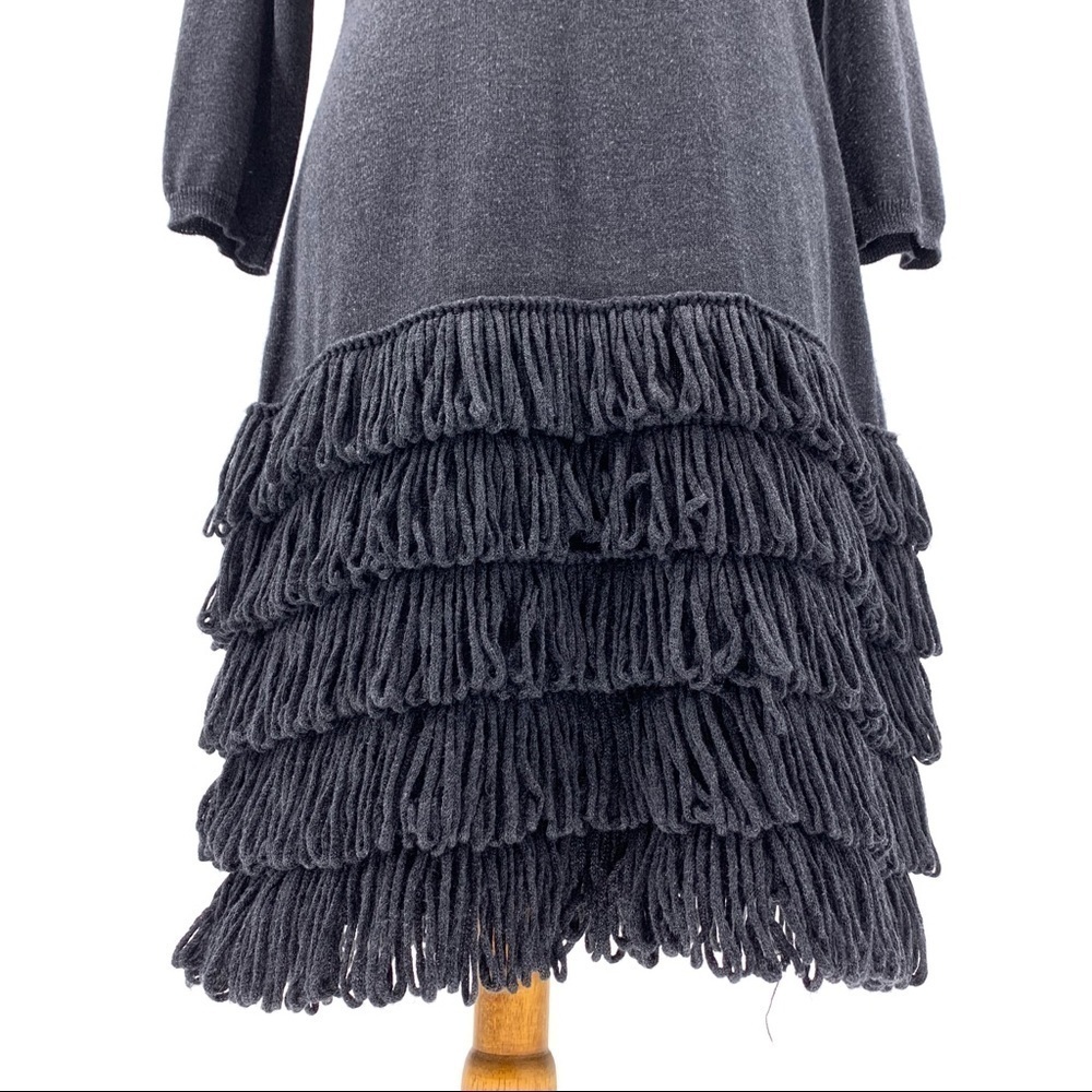 Calvin Klein Charcoal Fringe Detail Knit Dress - Picture 4 of 5